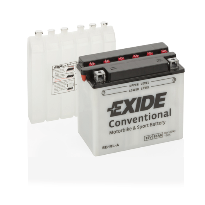 Batterie moto Exide Bike Conventional EB18L-A 12 V 18 Ah 190 A – Plomb-acide (électrolyte liquide)