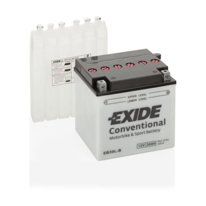 Batterie moto Exide EB30L-B 12 V 30 Ah 300 A – Plomb-acide (électrolyte liquide)