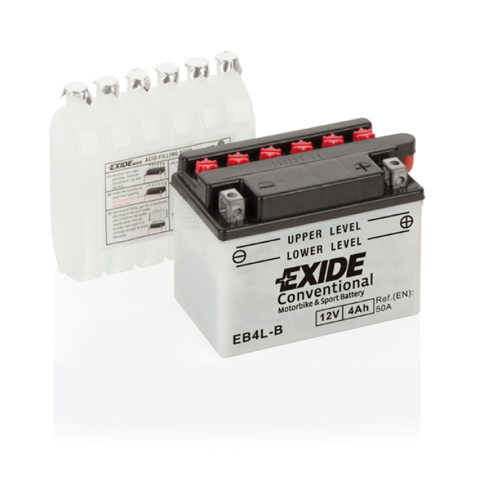 Batterie moto Exide EB4L-B 12 V 4 Ah 50 A – Plomb-acide (électrolyte liquide)