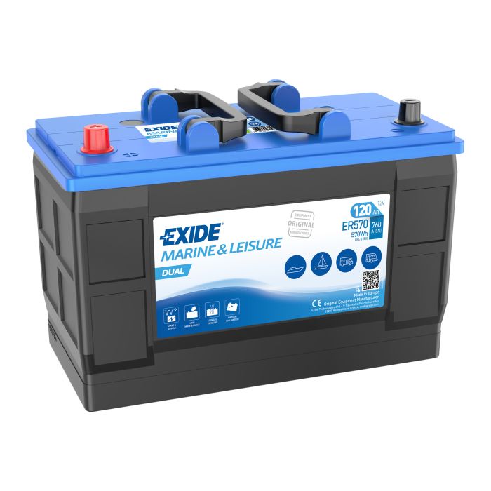 Batterie à décharge lente Exide Dual ER570 12 V 120 Ah – Plomb-acide (sans entretien)