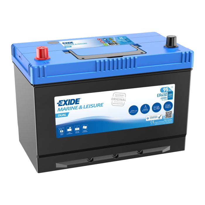 Batterie de démarrage et servitude Exide Dual ER450 12 V 95 Ah 650 A – Plomb-acide (sans entretien)