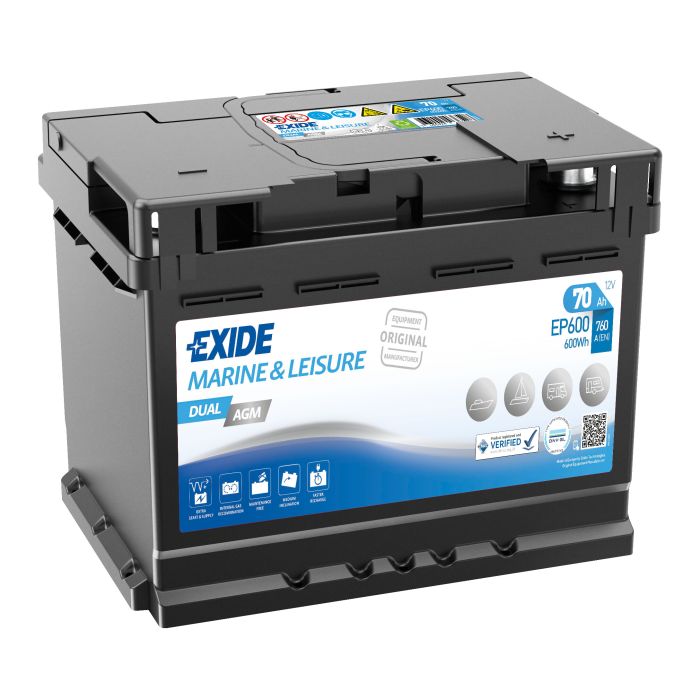 Batterie AGM mixte Exide Dual EP500 12 V 60 Ah 680 A – AGM