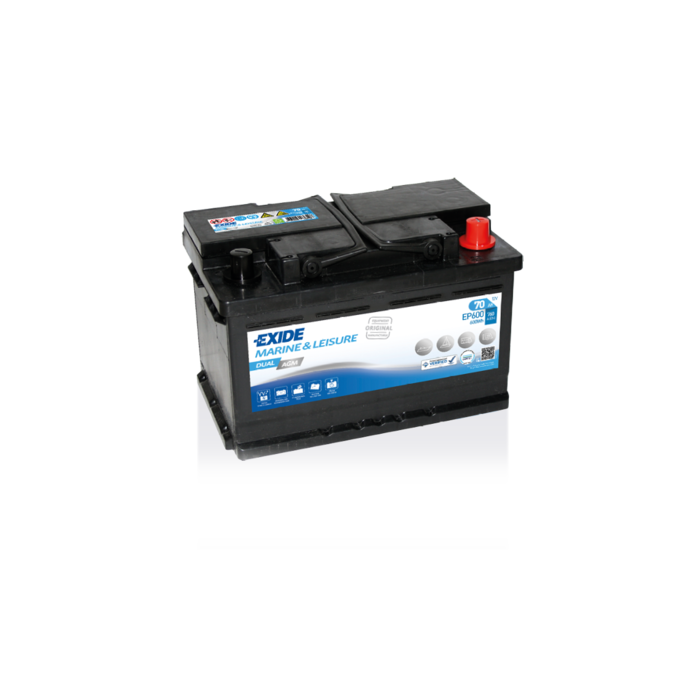 Batterie AGM démarrage et servitude Exide EP600 12 V 70 Ah 760 A – AGM