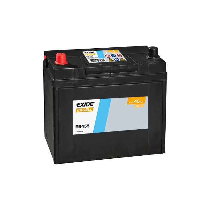 Batterie de démarrage Exide Excell EB455 12 V 45 Ah 330 A – Plomb-acide (sans entretien)