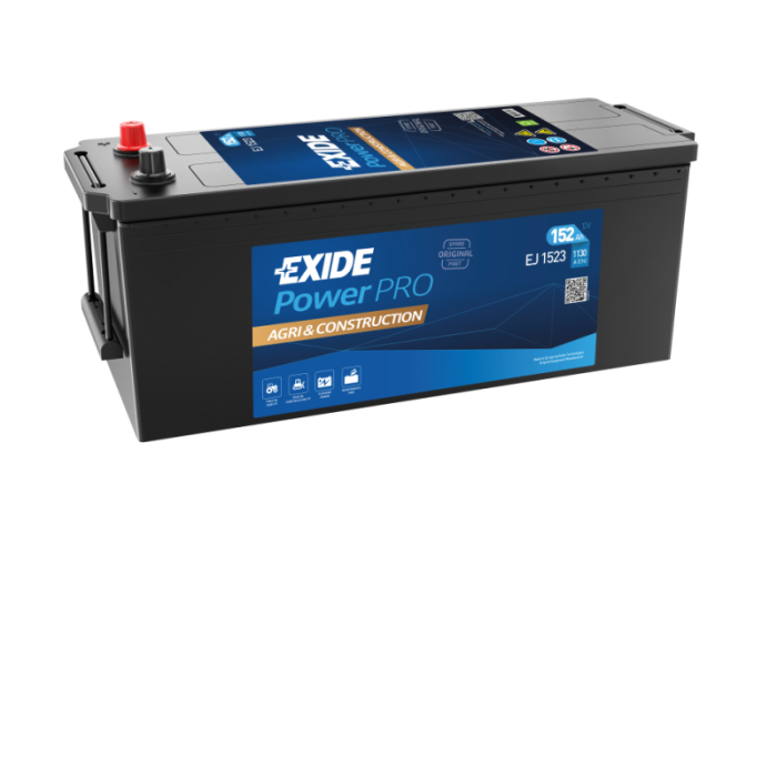 Batterie de démarrage Exide PowerPRO EJ1523 12 V 152 Ah 110 A – Plomb-acide (sans entretien)