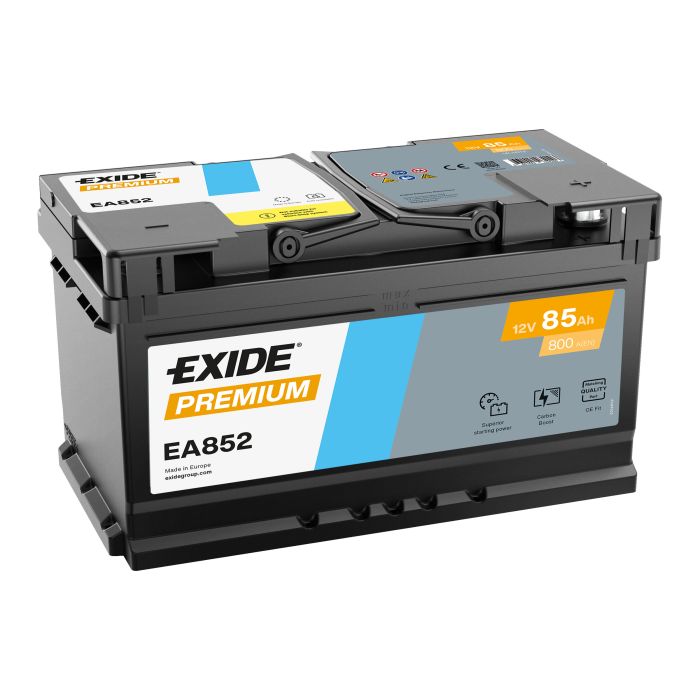 Batterie de démarrage Exide Premium EA852 12 V 85 Ah 800 A – Plomb-acide (sans entretien)