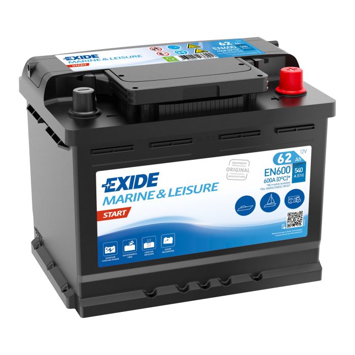 Batterie de démarrage Exide Start EN600 12 V 62 Ah 540 A – Plomb-acide (sans entretien)