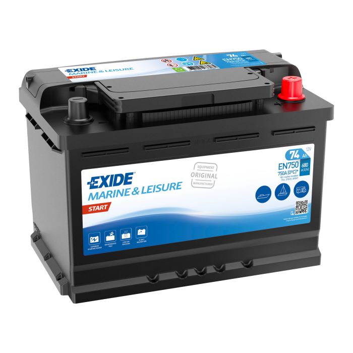 Batterie de démarrage Exide Start EN750 12 V 74 Ah 680 A – Plomb-acide (sans entretien)