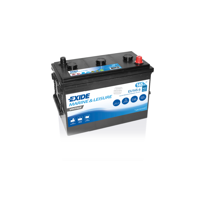 Batterie de démarrage Exide Vintage EU165-6 6 V 165 Ah 900 A – Plomb-acide (sans entretien)