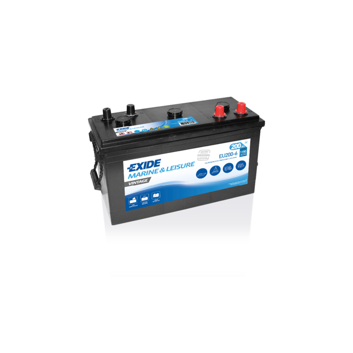 Batterie de démarrage Exide Vintage EU200-6 6 V 200 Ah 1150 A – Plomb-acide (sans entretien)