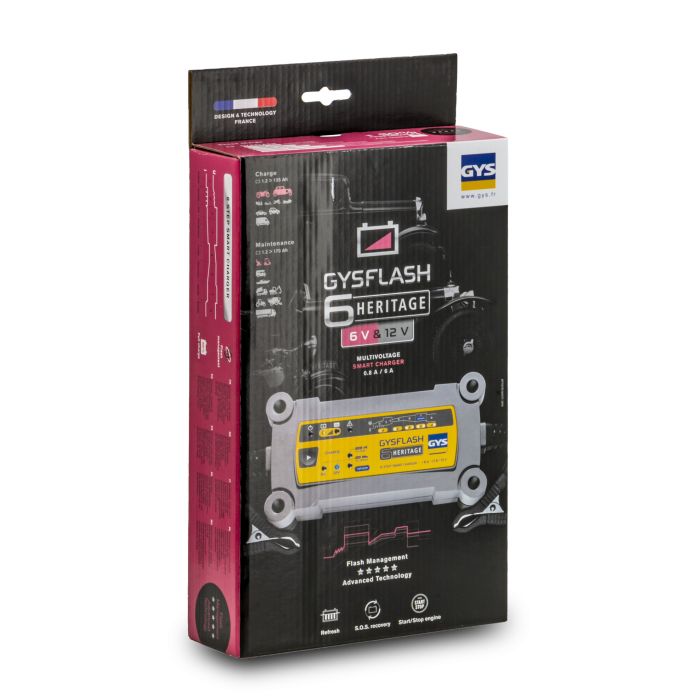 Chargeur de batterie Gys Gysflash 6A Heritage 6 V 1,2 à 125 Ah 