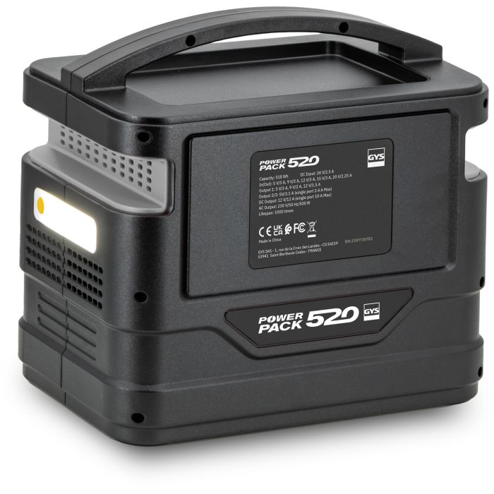 Source d'énergie mobile Gys Power Pack 520 avec convertisseur DC/AC 