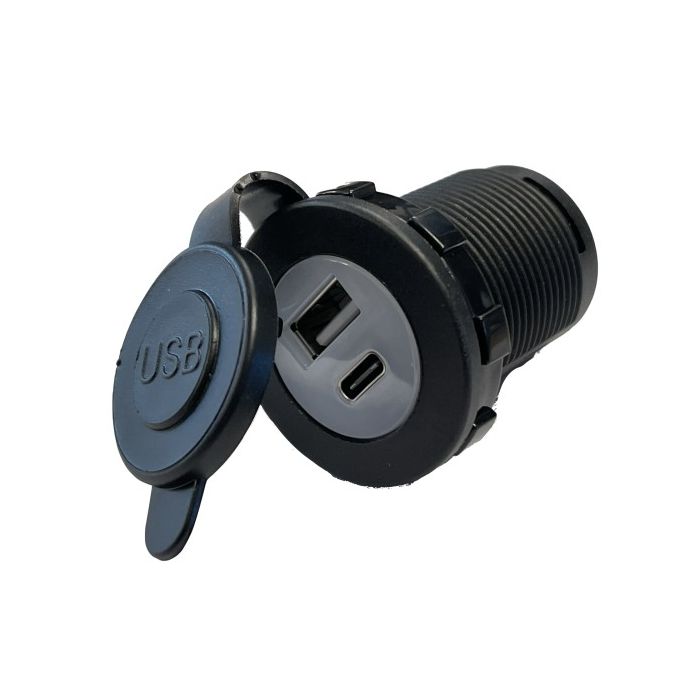 Prise USB double encastrable A + C 12 et 24 V sans LED 