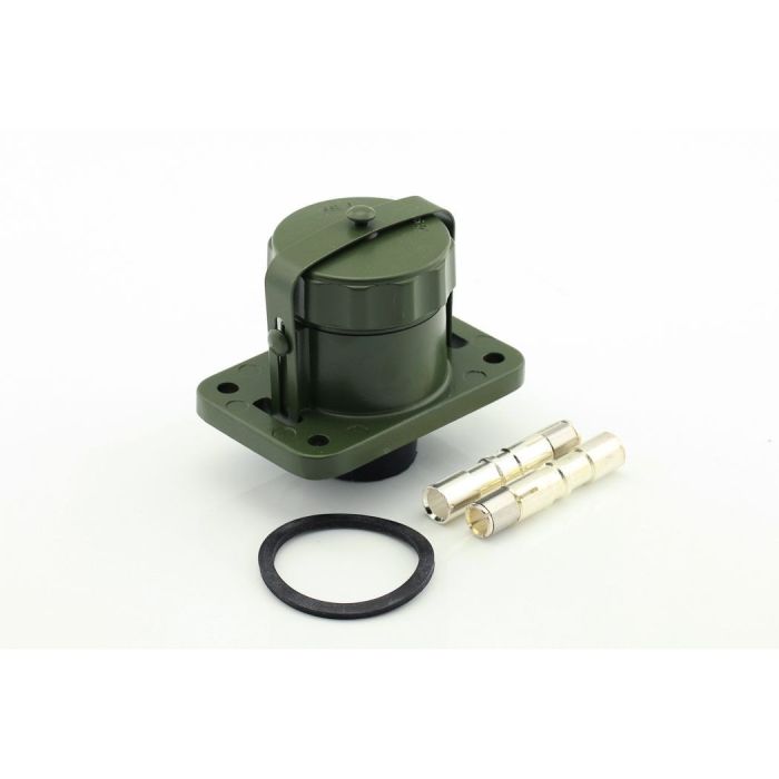 Prise NATO femelle 2 pôles 12/24 V 300 A vert olive 