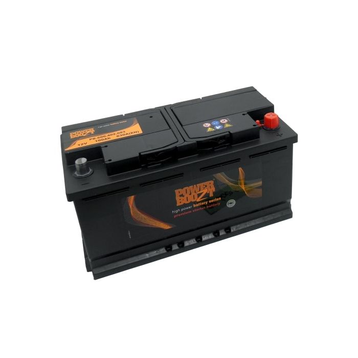 Batterie de démarrage Powerboozt Premium Start 12 V 100 Ah 830 A – Plomb-acide (sans entretien)