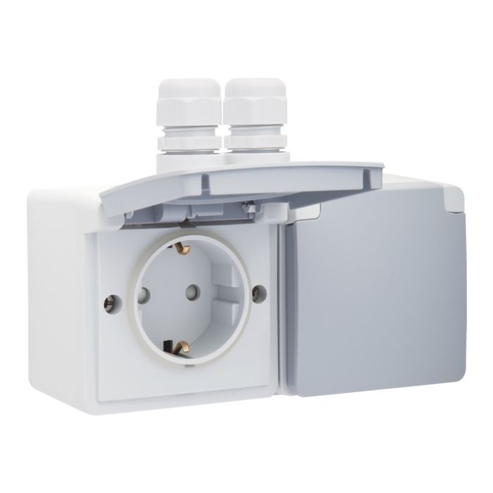 Prise double horizontale étanche IP55 Niko WCD 16 A 250 V 