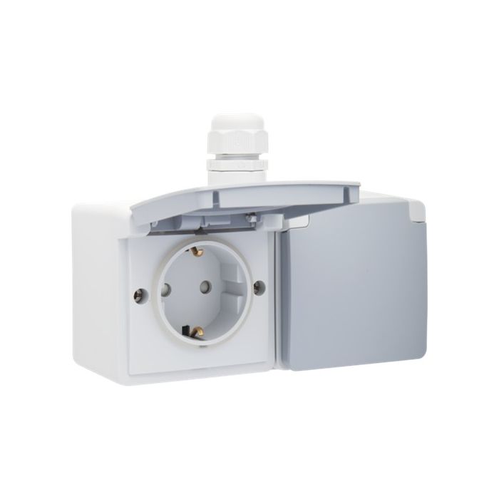 Prise de courant double horizontale Niko Hydro 16 A 250 V IP55 