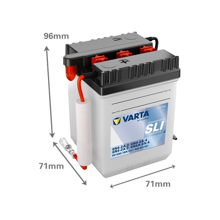 Batterie moto Varta Powersports 6N4-2A-2 6 V 4 Ah 10 A – Plomb-acide (électrolyte liquide)