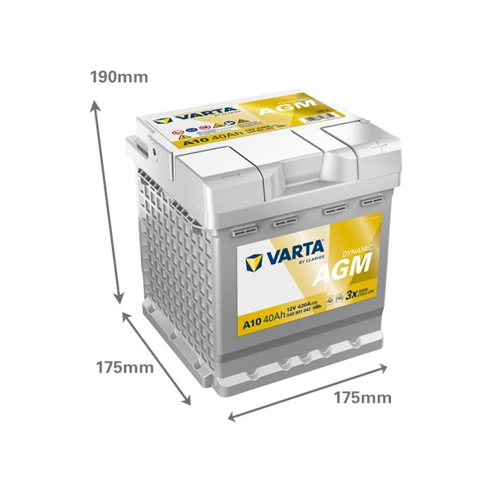 Batterie Start & Stop AGM Varta Dynamic A10 12 V 40 Ah 420 A – AGM
