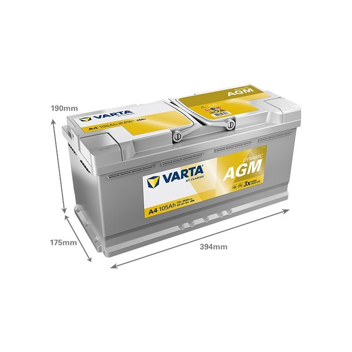 Batterie Start & Stop AGM Varta Dynamic A4 12 V 105 Ah 950 A – AGM