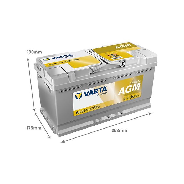 Batterie Start & Stop AGM Varta Dynamic A5 12 V 95 Ah 850 A – AGM