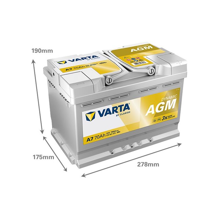 Batterie Start & Stop AGM Varta Dynamic A7 12 V 70 Ah 760 A – AGM