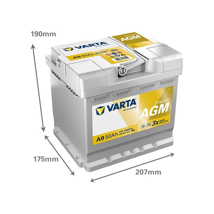 Batterie Start & Stop AGM Varta Dynamic A9 12 V 50 Ah 540 A – AGM