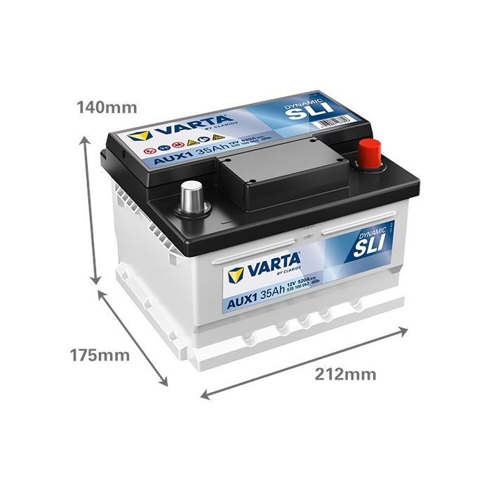 Batterie auxiliaire Varta Dynamic AUX1 12 V 35 Ah 520 A – Plomb-acide (sans entretien)