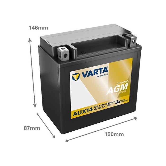 Batterie auxiliaire Varta Dynamic AUX14 12 V 13 Ah 200 A – Plomb-acide (sans entretien)