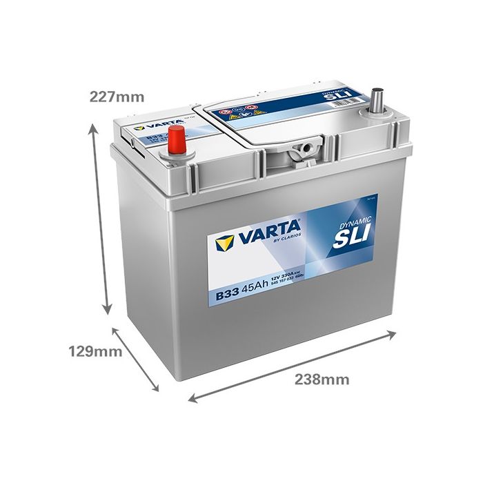 Batterie de démarrage Varta Dynamic B33 12 V 45 Ah 330 A – Plomb-acide (sans entretien)