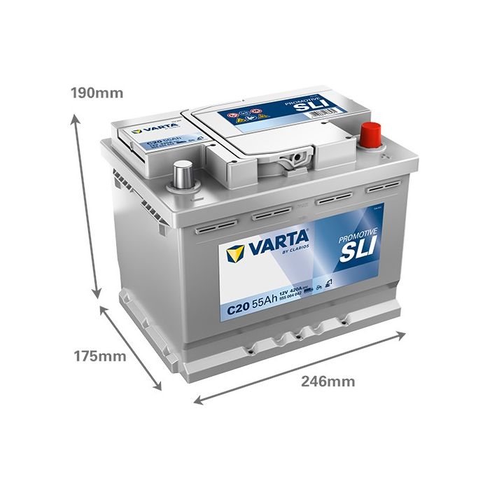 Batterie de démarrage Varta Promotive C20 12 V 55 Ah 420 A – Plomb-acide (sans entretien)