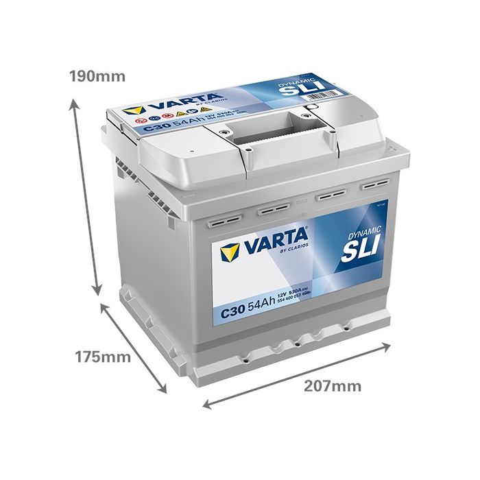 Batterie de démarrage Varta Dynamic C30 12 V 54 Ah 530 A – Plomb-acide (sans entretien)