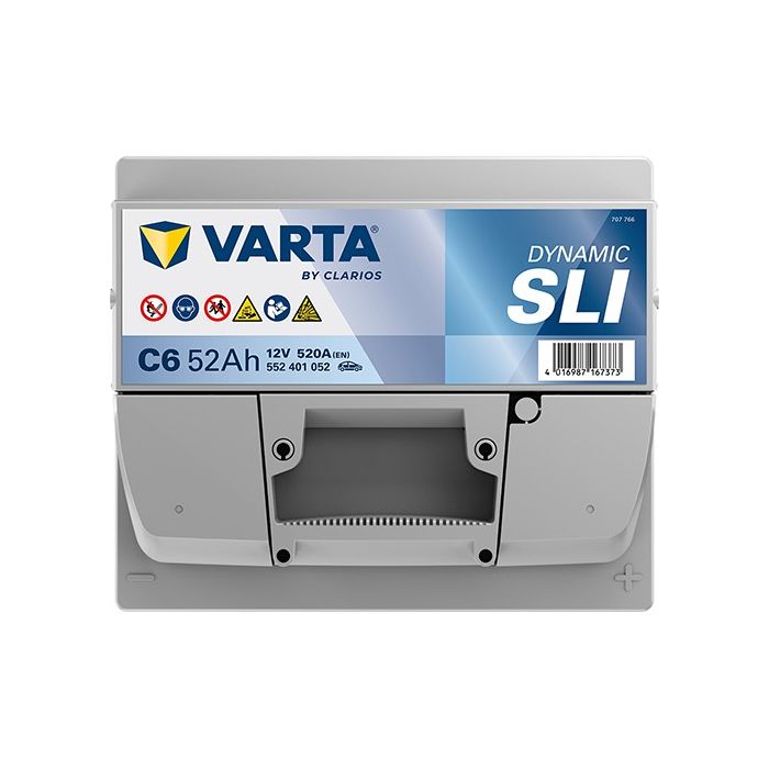 Batterie de démarrage Varta Dynamic C6 12 V 52 Ah 520 A – Plomb-acide (sans entretien)