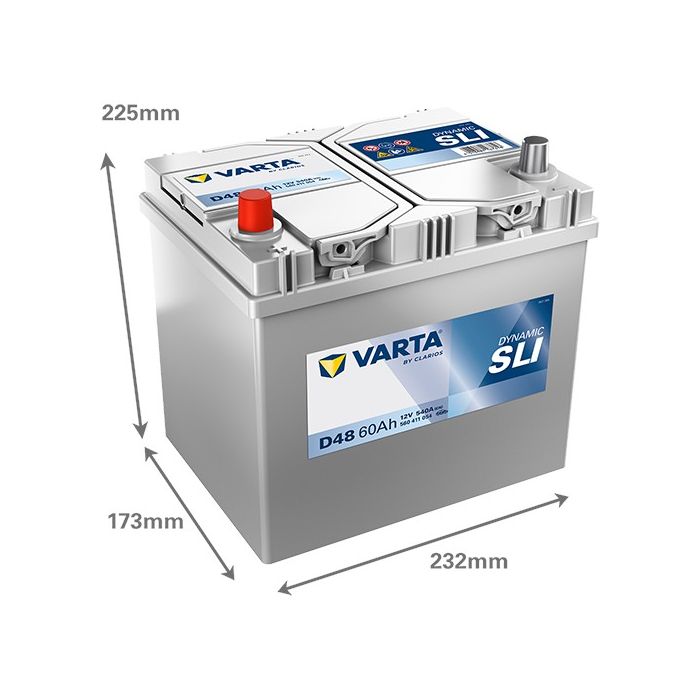 Batterie de démarrage Varta Dynamic D48 12 V 60 Ah 540 A – Plomb-acide (sans entretien)