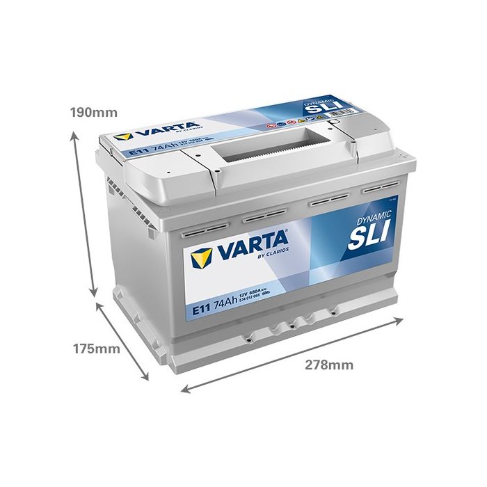 Batterie de démarrage Varta Dynamic E11 12 V 74 Ah 680 A – Plomb-acide (sans entretien)