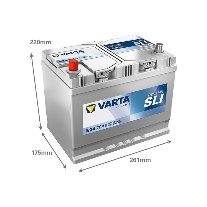 Batterie de démarrage Varta Dynamic E24 12 V 70 Ah 630 A – Plomb-acide (sans entretien)