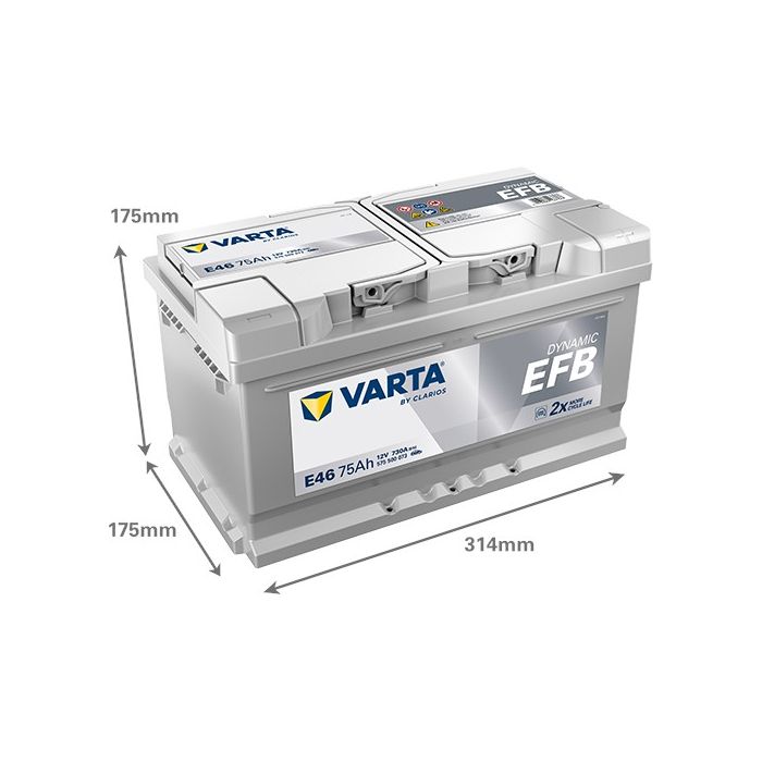 Batterie Start & Stop EFB Varta Dynamic E46 12 V 75 Ah 730 A – EFB