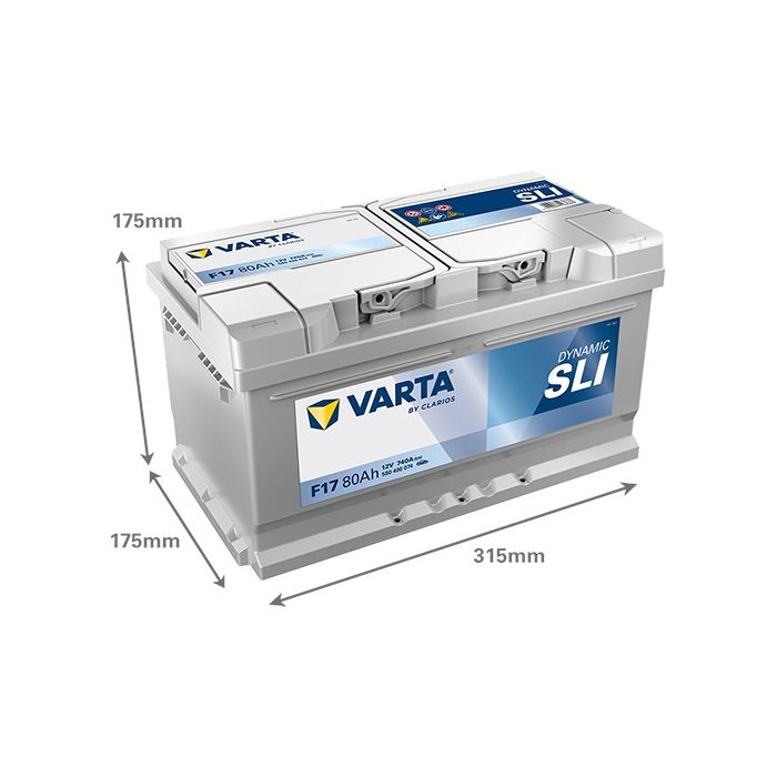 Batterie de démarrage Varta Dynamic F17 12 V 80 Ah 740 A – Plomb-acide (sans entretien)