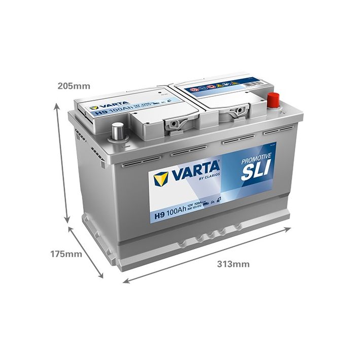 Batterie de démarrage Varta Promotive H9 12 V 100 Ah 720 A – Plomb-acide (sans entretien)