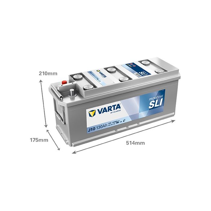 Batterie de démarrage Varta Promotive J10 12 V 130 Ah 1000 A – Plomb-acide (sans entretien)