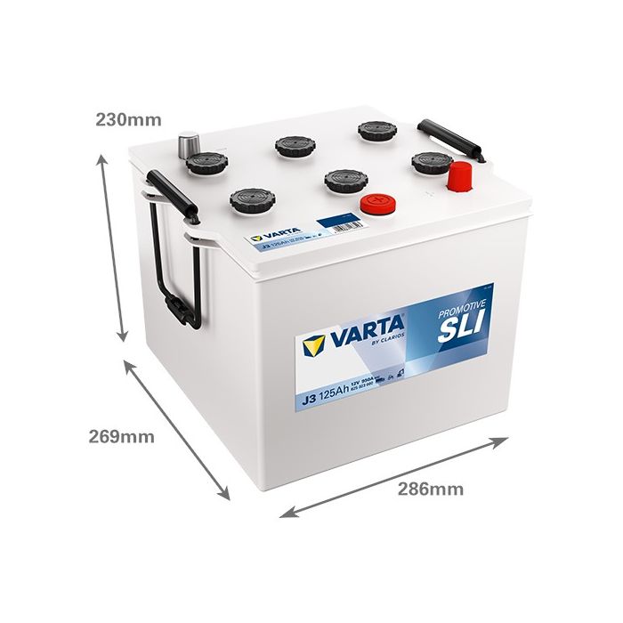 Batterie de démarrage Varta Promotive J3 12 V 125 Ah 950 A – Plomb-acide (sans entretien)