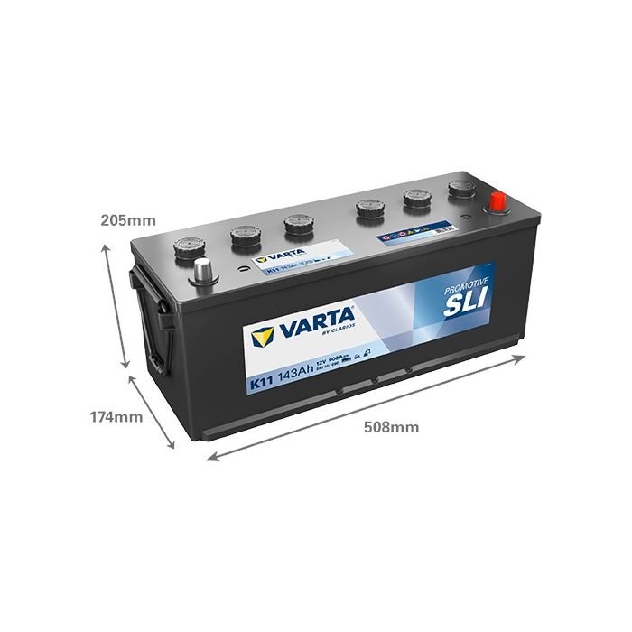 Batterie de démarrage Varta Promotive K11 12 V 143 Ah 900 A – Plomb-acide (sans entretien)