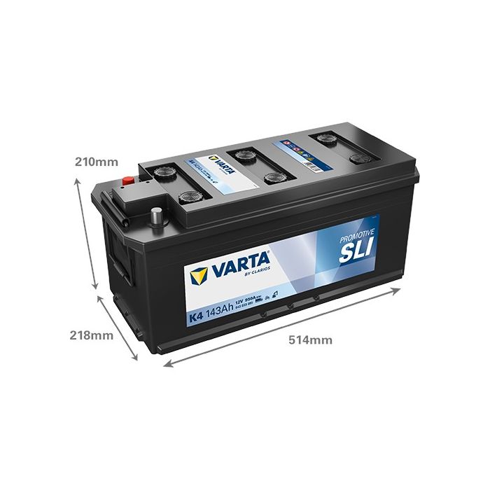 Batterie de démarrage Varta Promotive K4 12 V 143 Ah 950 A – Plomb-acide (sans entretien)