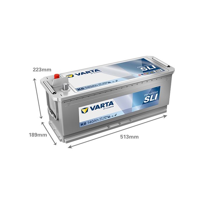 Batterie de démarrage Varta Promotive K8 12 V 140 Ah 800 A – Plomb-acide (sans entretien)