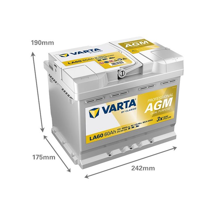Batterie AGM Varta Professional LA60 12 V 60 Ah 680 A – AGM