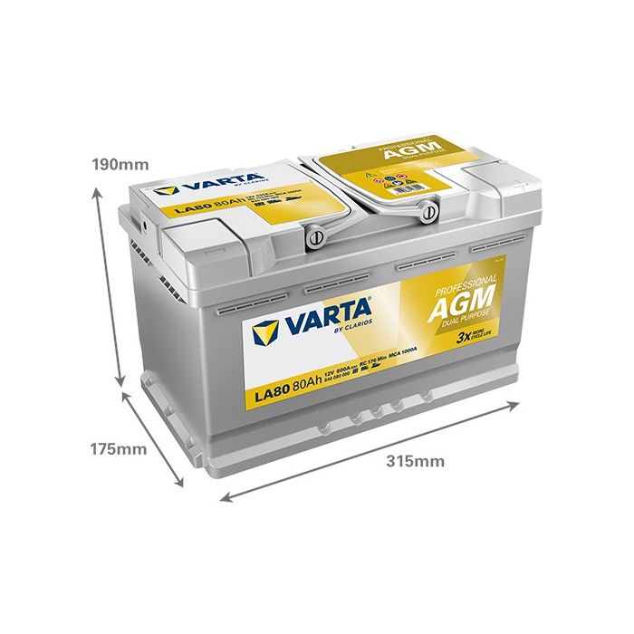 Batterie AGM Varta Professional LA80 12 V 80 Ah 800 A – AGM