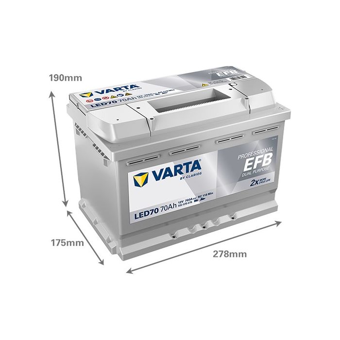 Batterie EFB Varta Professional LED70 12 V 70 Ah 760 A – EFB