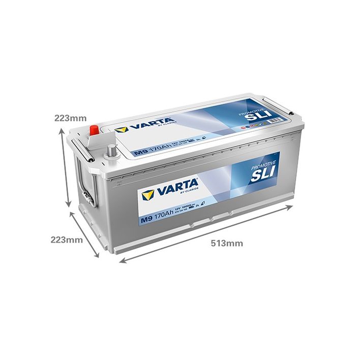 Batterie de démarrage Varta Promotive M9 12 V 170 Ah 1000 A – Plomb-acide (sans entretien)