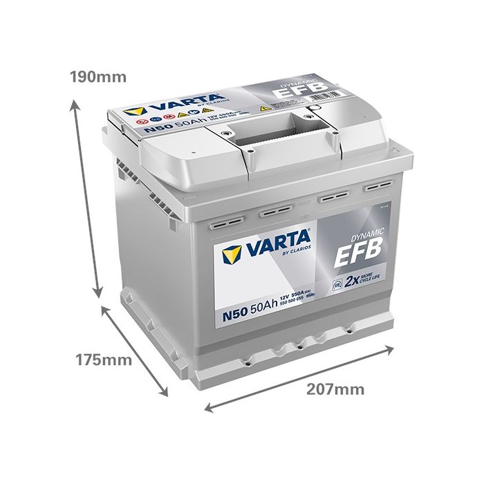 Batterie Start & Stop EFB Varta N50 12 V 50 Ah 550 A – EFB