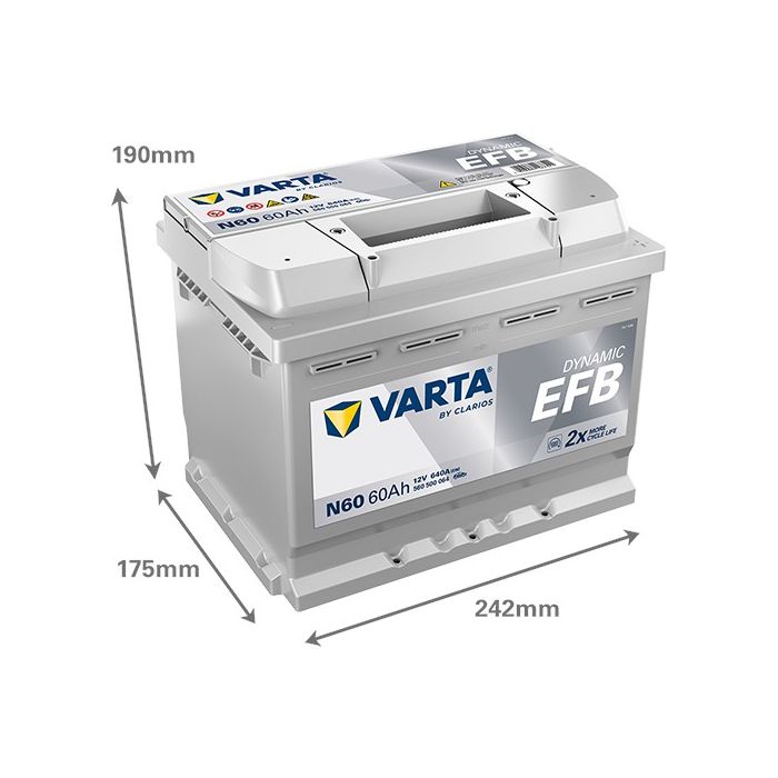 Batterie Start & Stop EFB Varta Dynamic N60 12 V 60 Ah 640 A – EFB